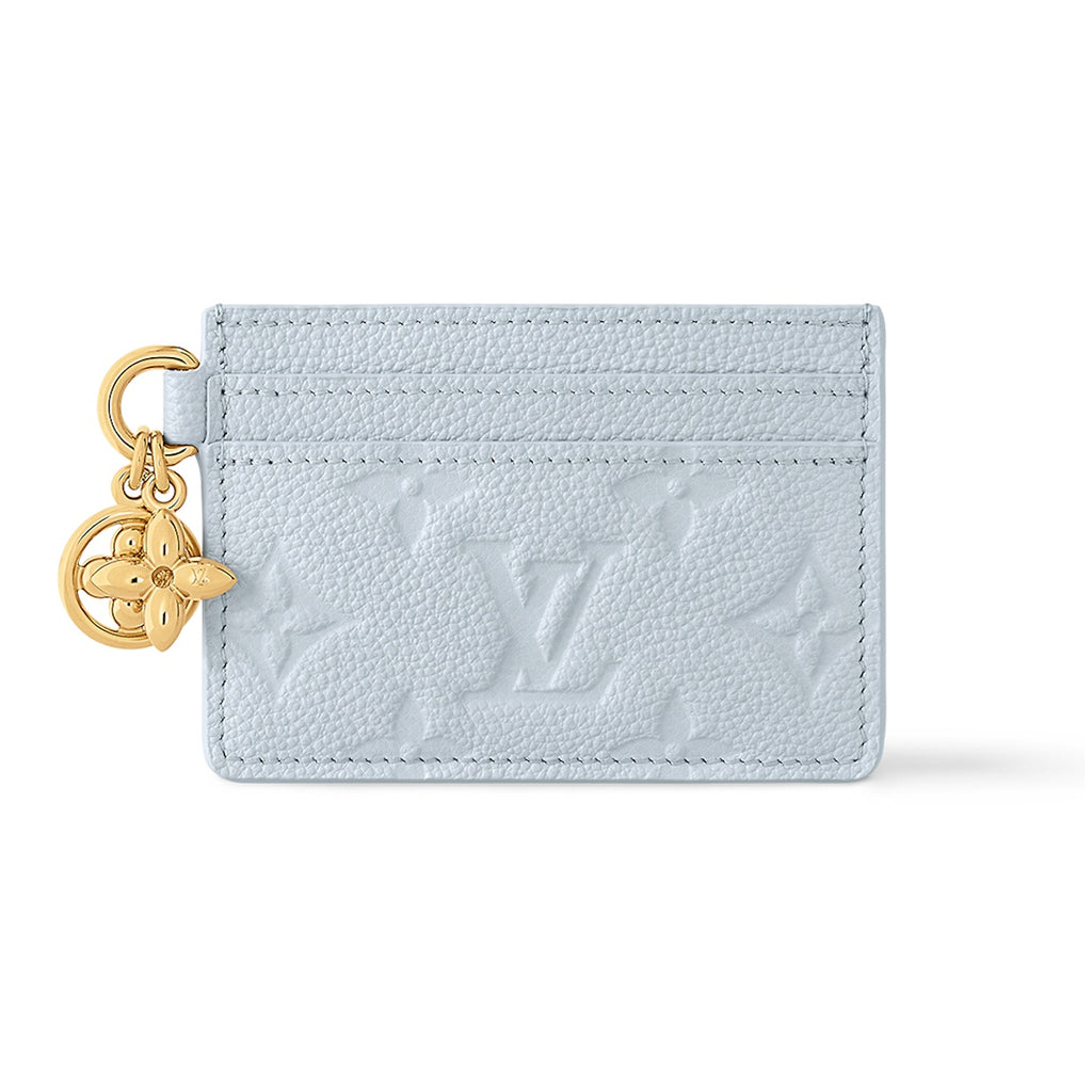 LOUIS VUITTON Charms Leather Card Holder with Metal Letter Logo Charm in Blue - M83585