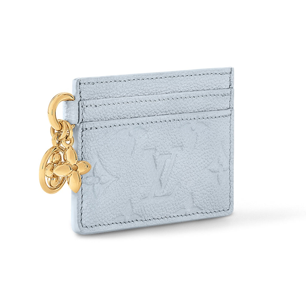 LOUIS VUITTON Charms Leather Card Holder with Metal Letter Logo Charm in Blue - M83585