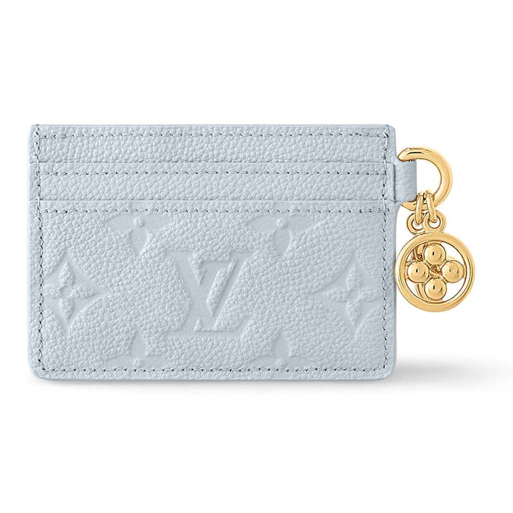 LOUIS VUITTON Charms Leather Card Holder with Metal Letter Logo Charm in Blue - M83585