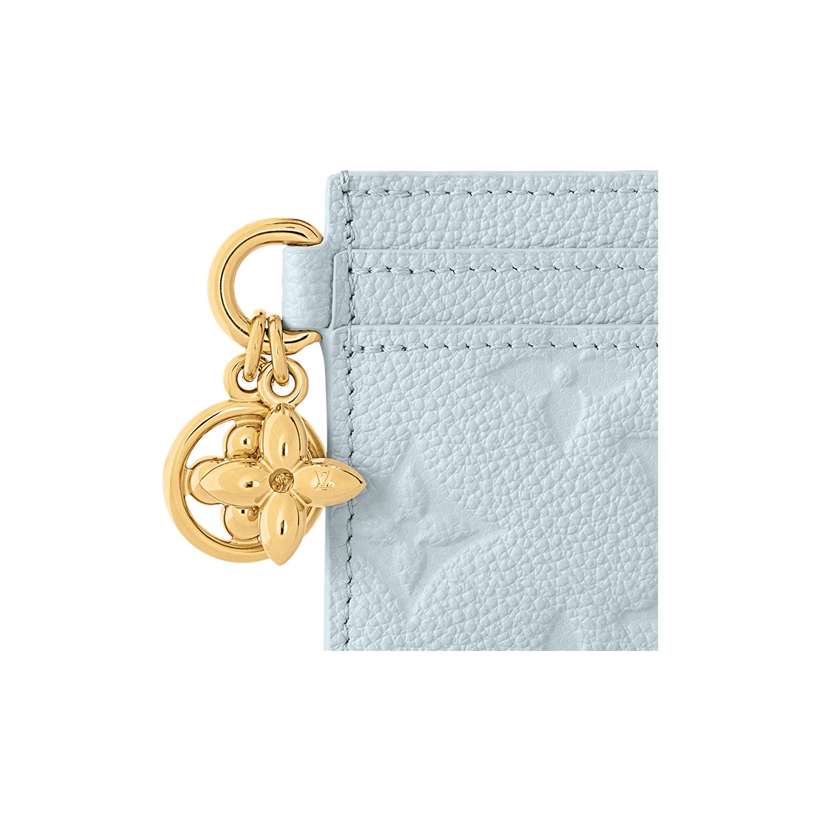 LOUIS VUITTON Charms Leather Card Holder with Metal Letter Logo Charm in Blue - M83585