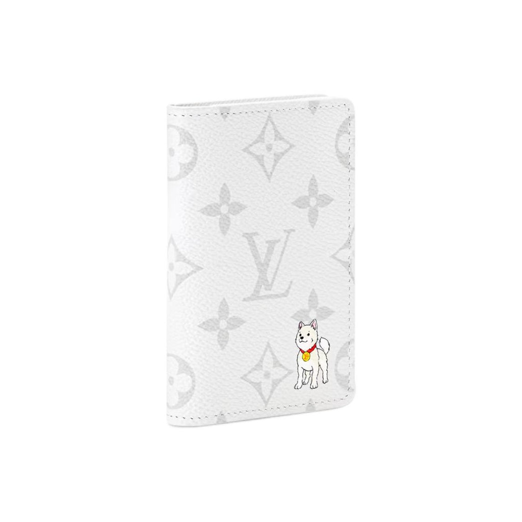 LOUIS VUITTON Seoul Exclusive Jindo Dog Monogram Coated Canvas Wallet in White - M27081