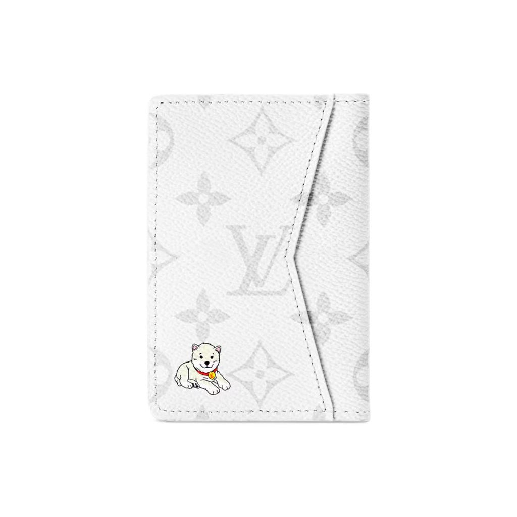 LOUIS VUITTON Seoul Exclusive Jindo Dog Monogram Coated Canvas Wallet in White - M27081