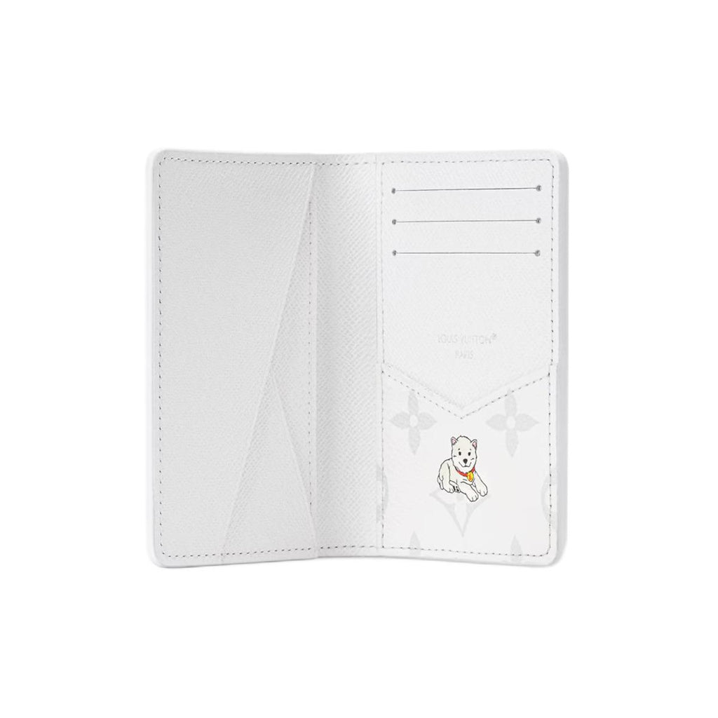 LOUIS VUITTON Seoul Exclusive Jindo Dog Monogram Coated Canvas Wallet in White - M27081
