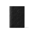 LOUIS VUITTON Monogram Shadow Embossed Cowhide Leather Passport Holder in Black - M13187