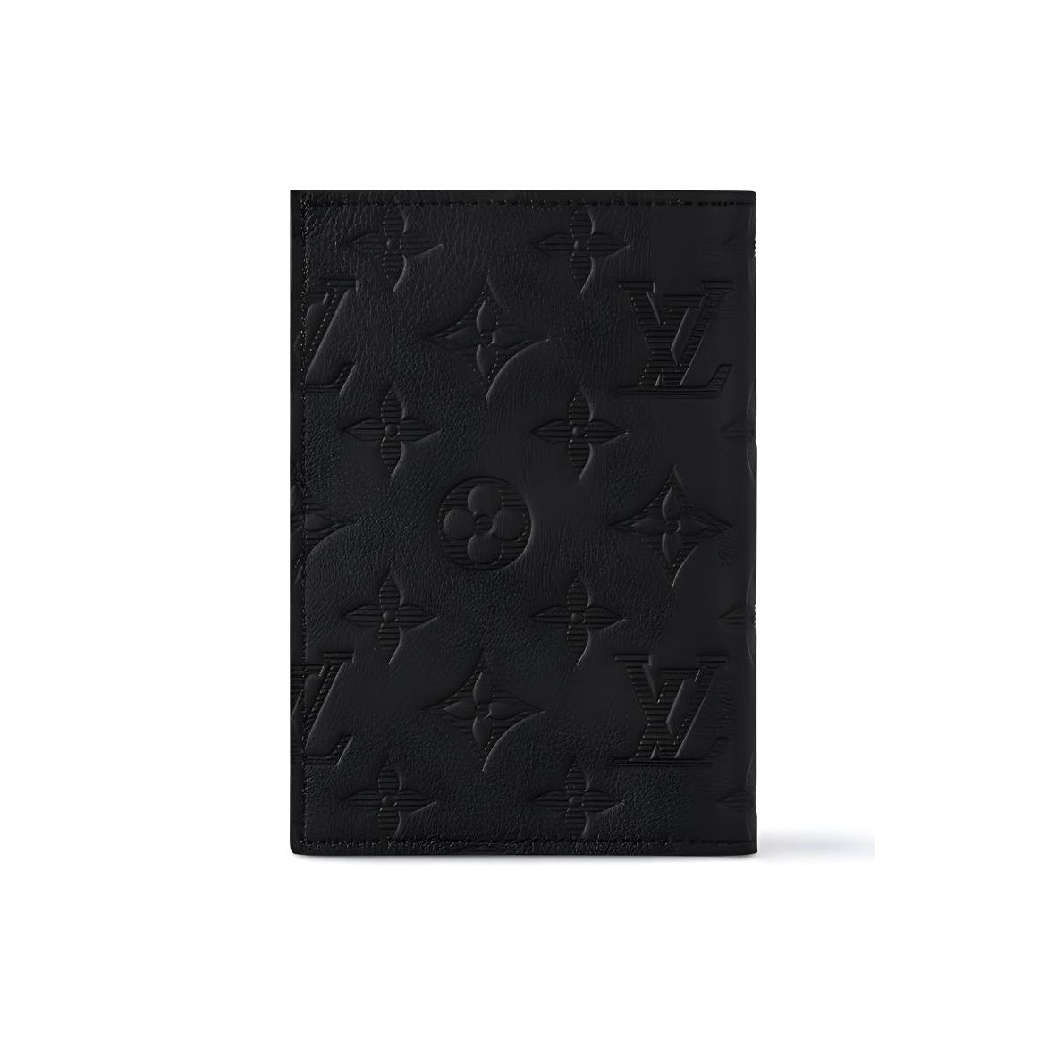 LOUIS VUITTON Monogram Shadow Embossed Cowhide Leather Passport Holder in Black - M13187