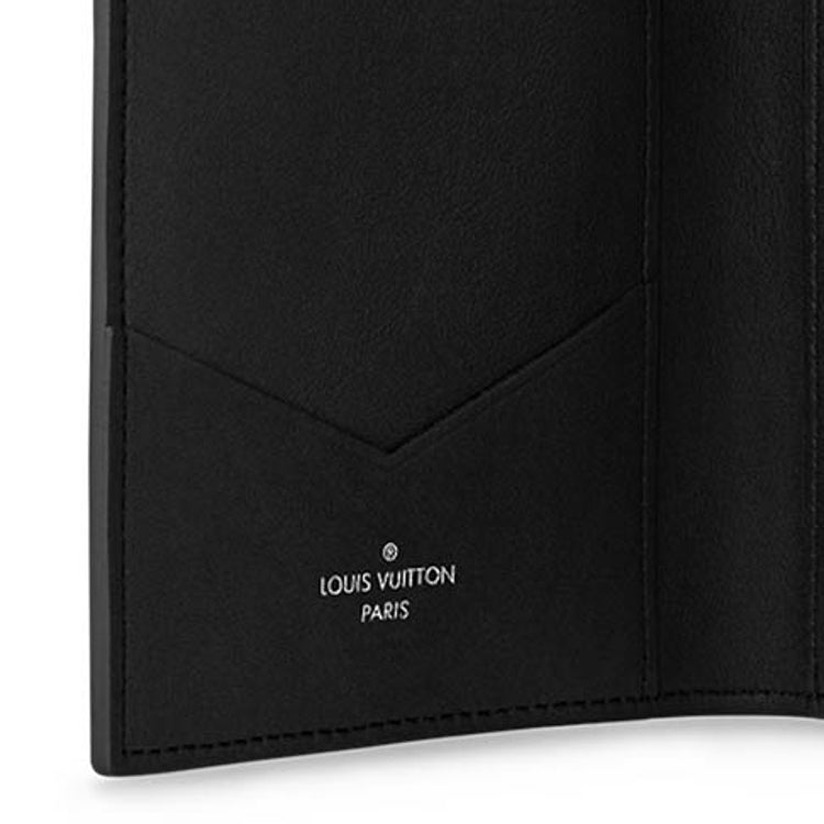 LOUIS VUITTON Monogram Shadow Embossed Cowhide Leather Passport Holder in Black - M13187