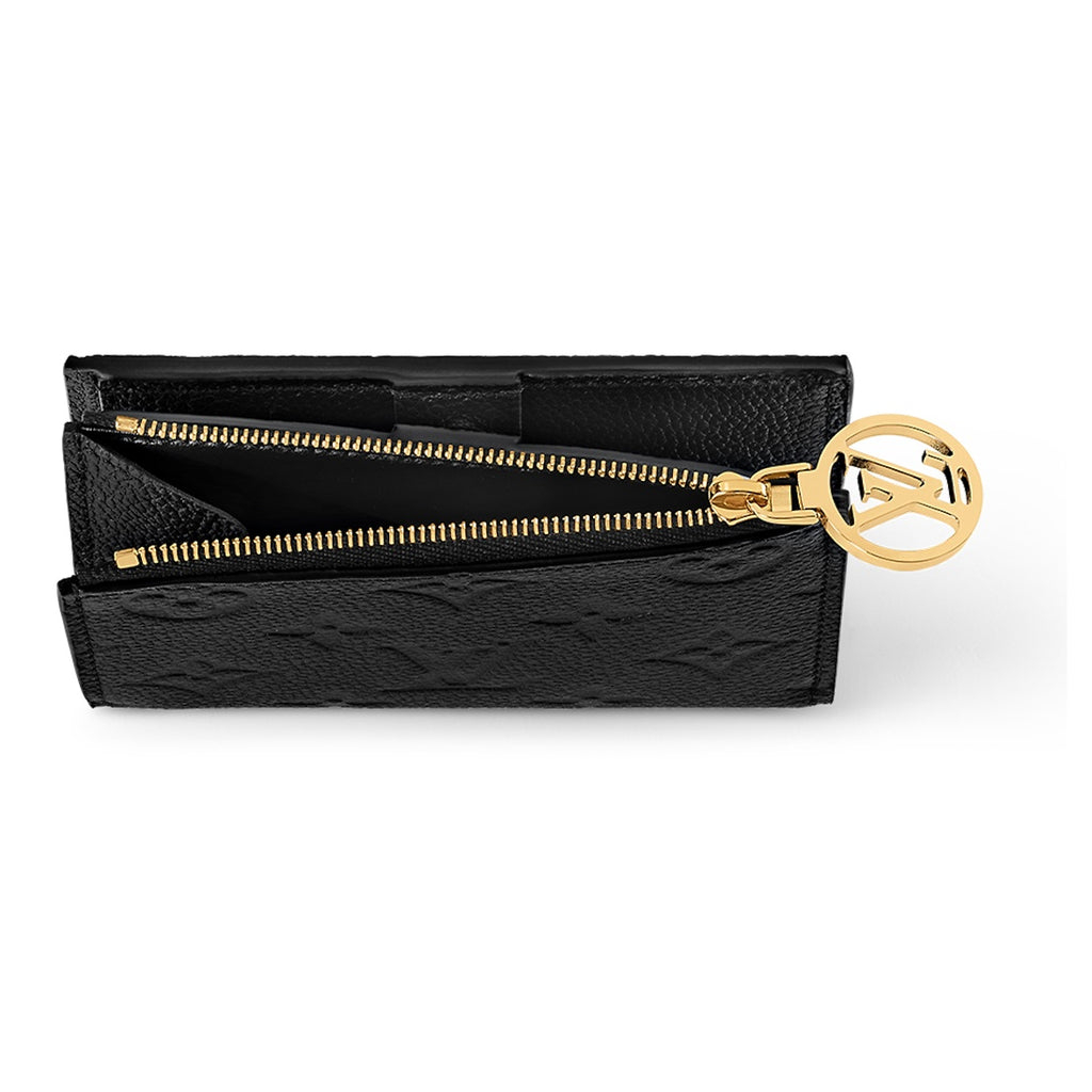 LOUIS VUITTON Lisa Leather Zip Card Holder in Black - M83365