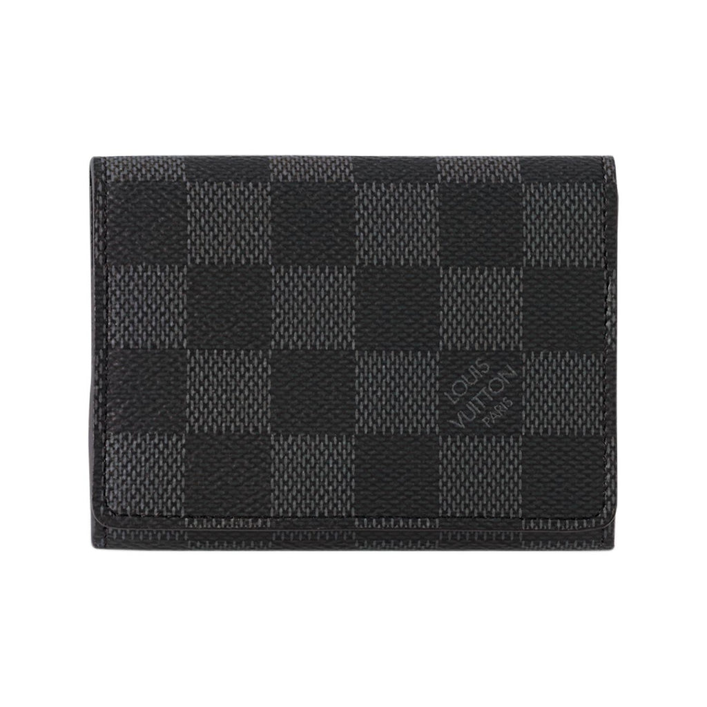 LOUIS VUITTON Checkered Coated Canvas Envelope Business Card Holder in Gray and Black - N63338