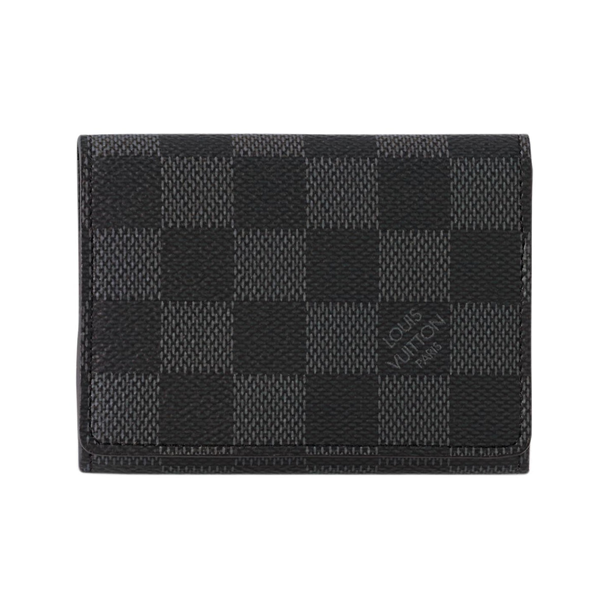 LOUIS VUITTON Checkered Coated Canvas Envelope Business Card Holder in Gray and Black - N63338