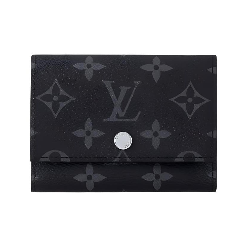 LOUIS VUITTON Victor PF. Letter Logo Leather Snap Wallet in Black - M12598