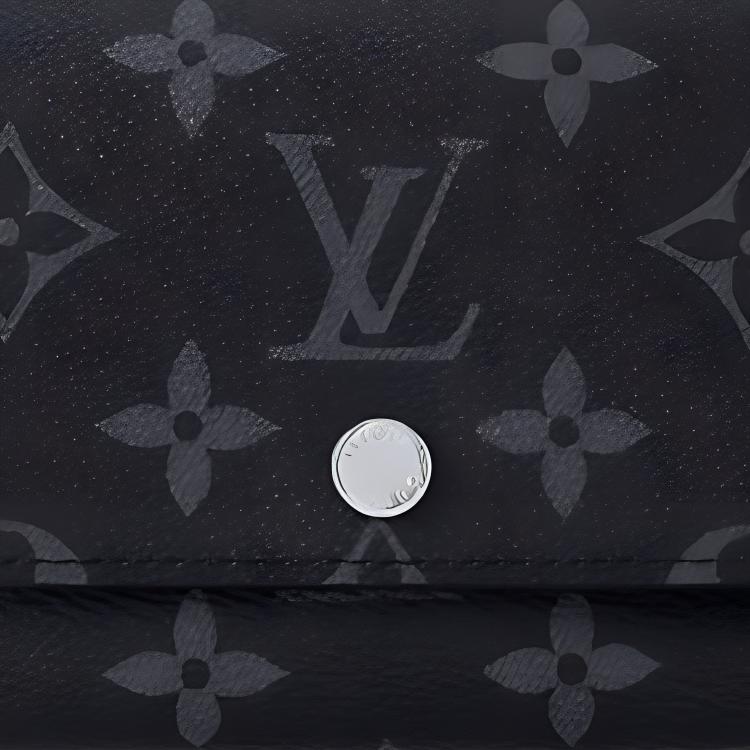 LOUIS VUITTON Victor PF. Letter Logo Leather Snap Wallet in Black - M12598