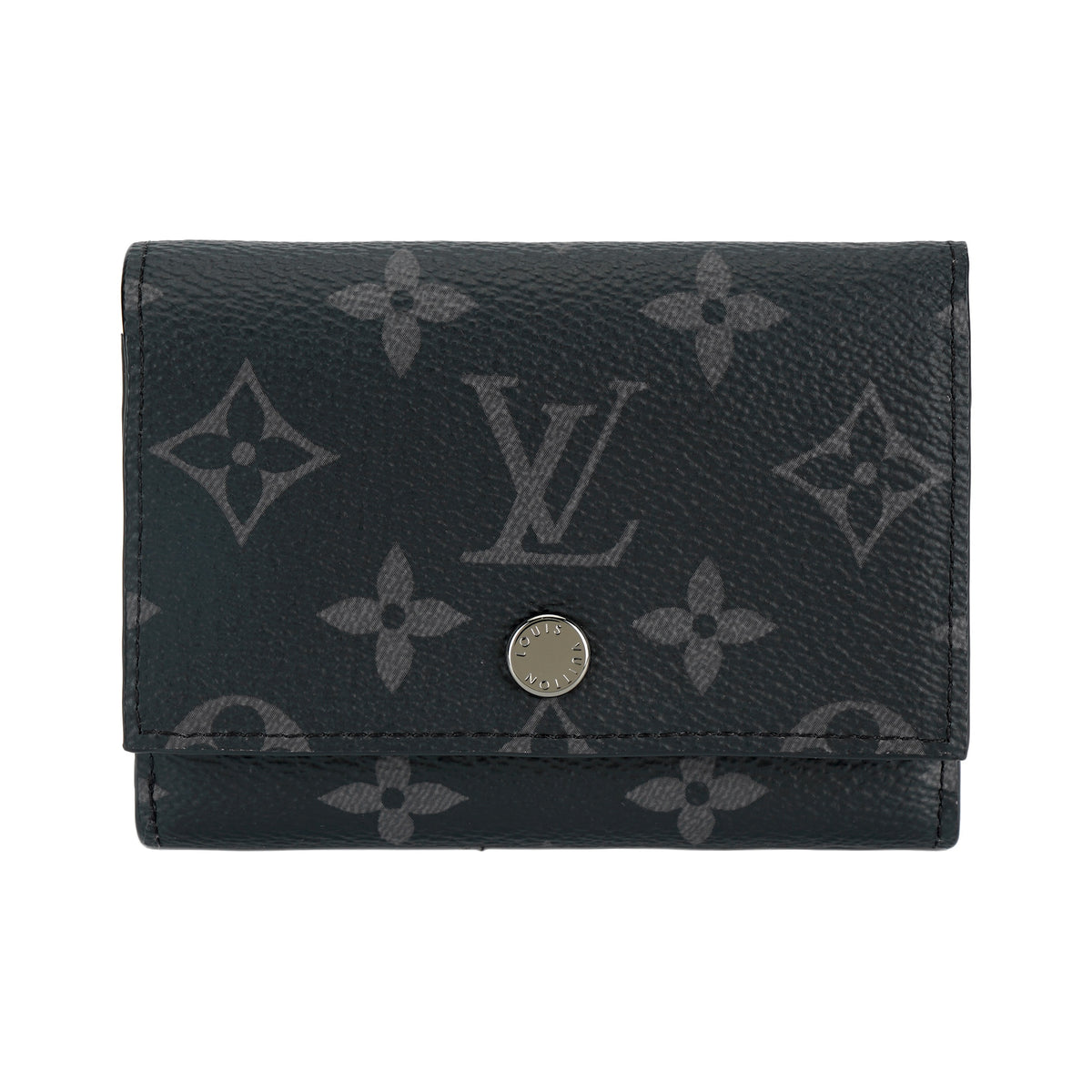 LOUIS VUITTON Victor PF. Letter Logo Leather Snap Wallet in Black - M12598