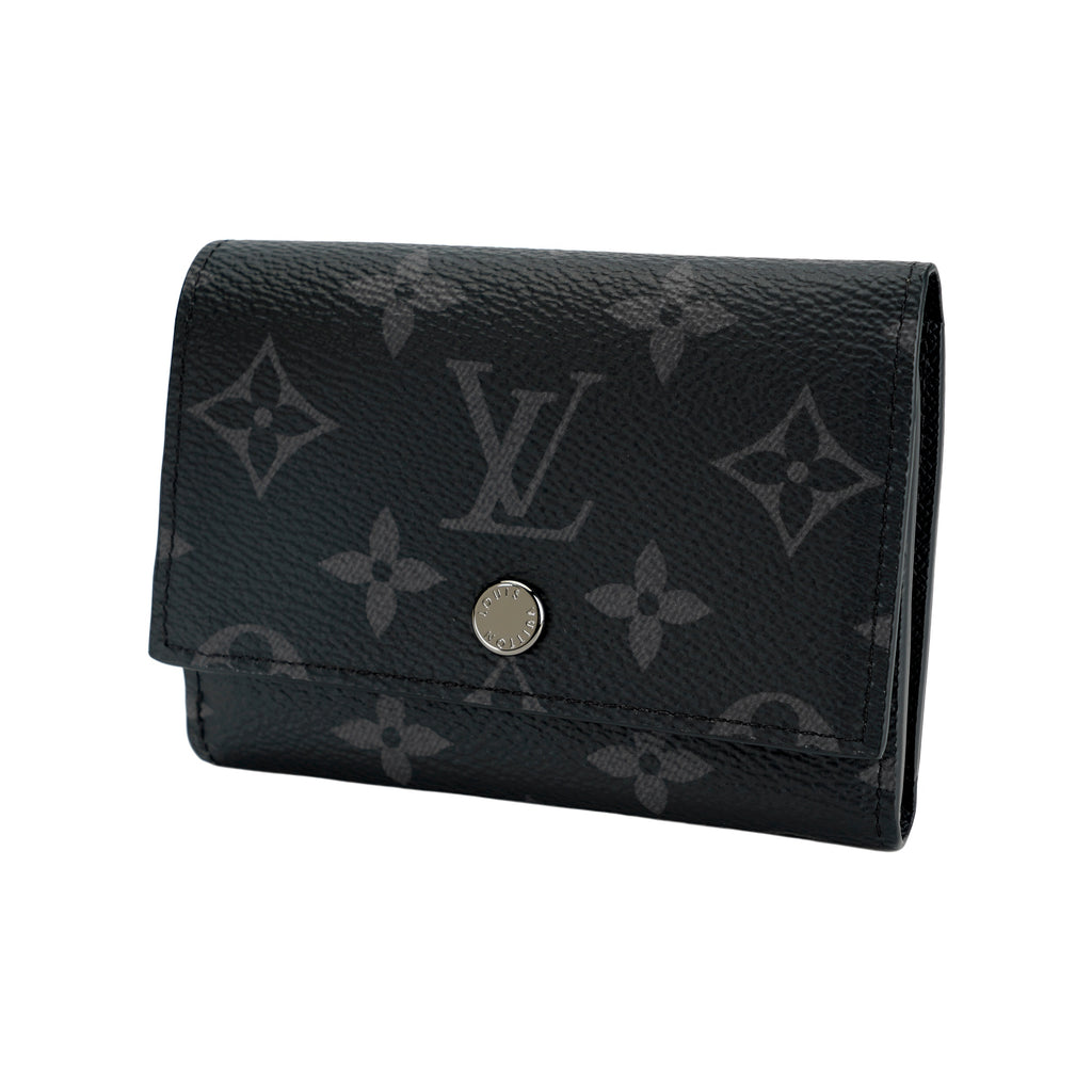 LOUIS VUITTON Victor PF. Letter Logo Leather Snap Wallet in Black - M12598