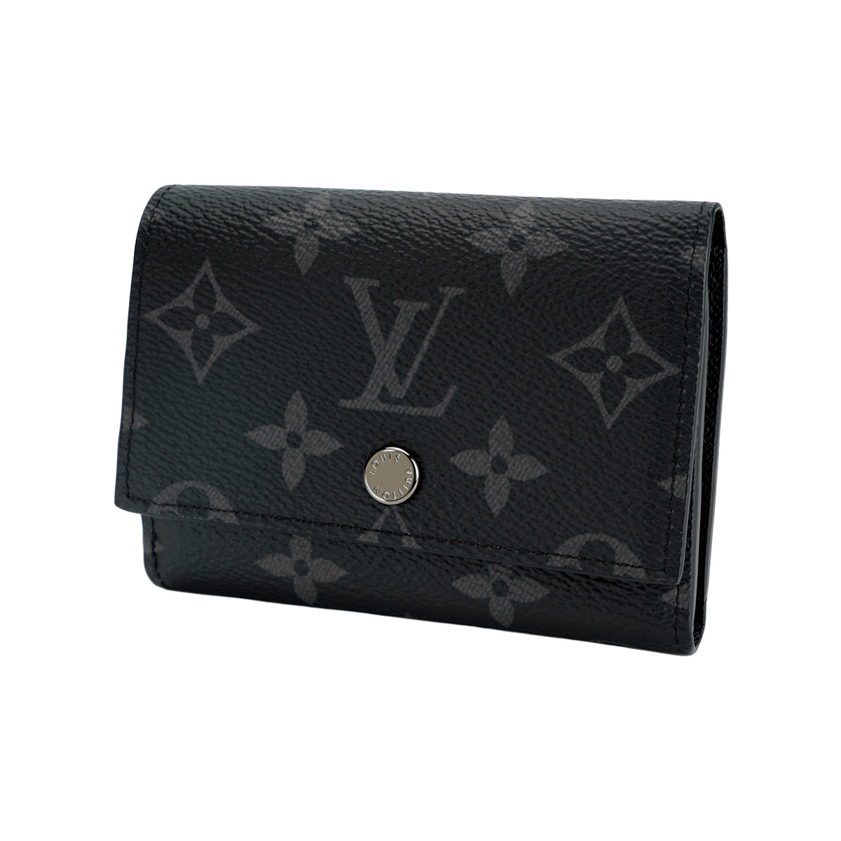 LOUIS VUITTON Victor PF. Letter Logo Leather Snap Wallet in Black - M12598