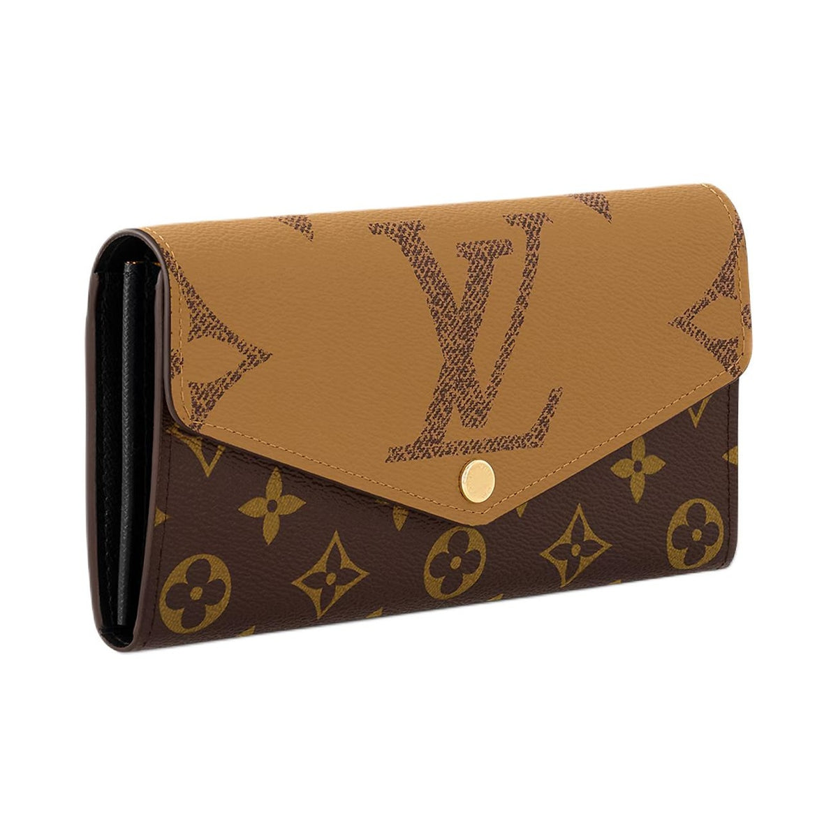 LOUIS VUITTON Sarah Monogram Reverse Coated Canvas Envelope Wallet in Brown and Caramel - M80726