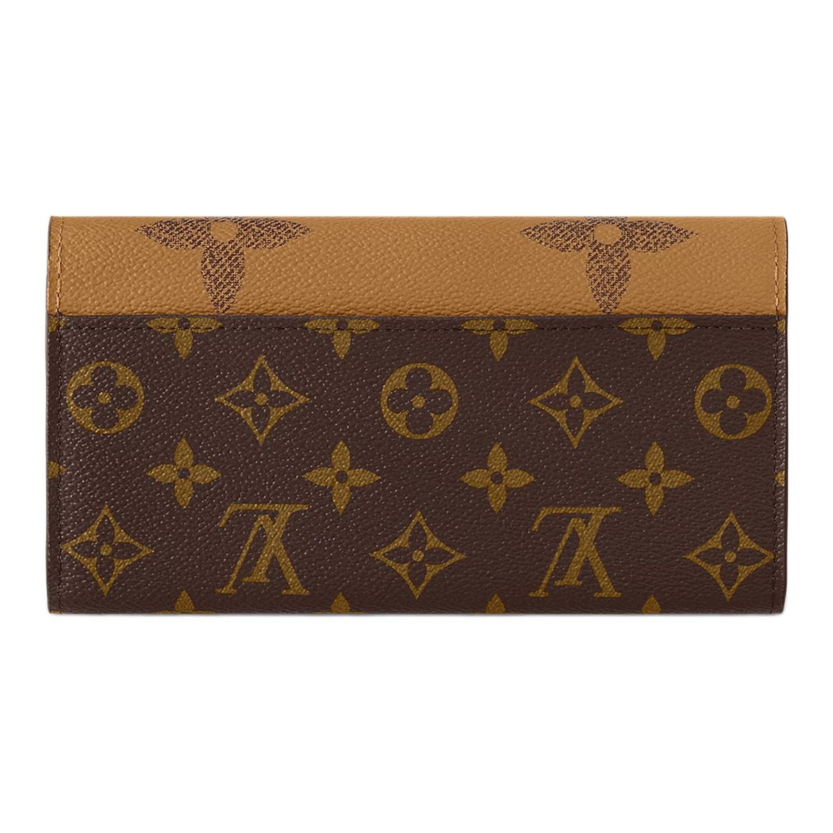 LOUIS VUITTON Sarah Monogram Reverse Coated Canvas Envelope Wallet in Brown and Caramel - M80726