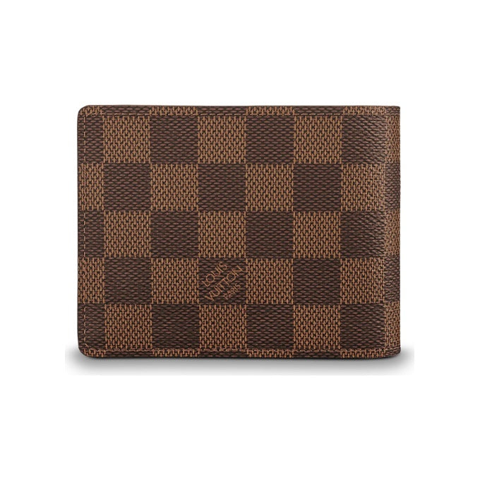 LOUIS VUITTON Multiple Checkered Canvas and Leather Compact Bifold Wallet in Brown - N60895