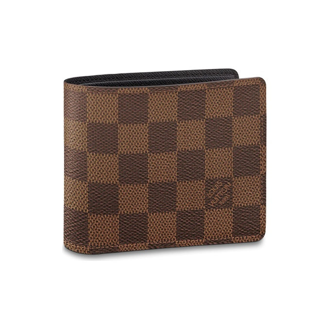 LOUIS VUITTON Multiple Checkered Canvas and Leather Compact Bifold Wallet in Brown - N60895