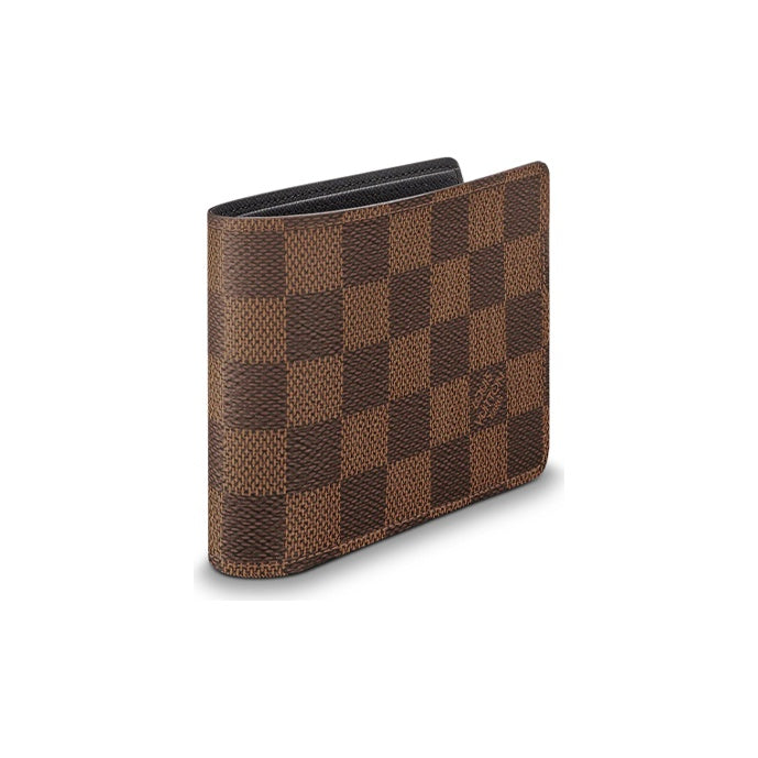 LOUIS VUITTON Multiple Checkered Canvas and Leather Compact Bifold Wallet in Brown - N60895