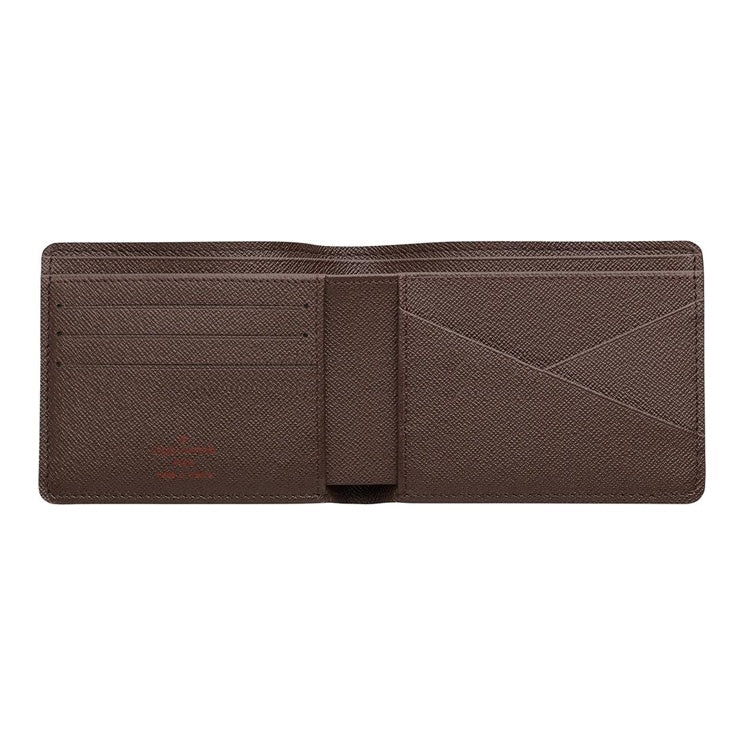 LOUIS VUITTON Multiple Checkered Canvas and Leather Compact Bifold Wallet in Brown - N60895