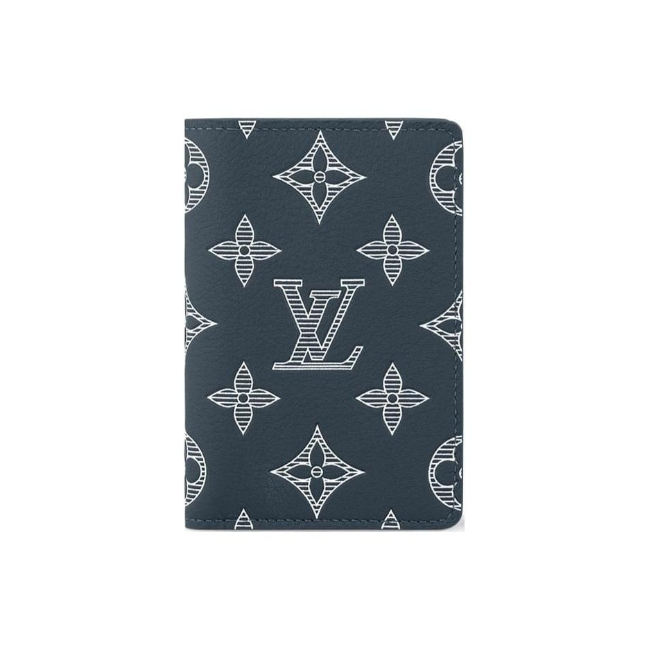 LOUIS VUITTON Pocket Organizer Letter Logo Leather Flap Wallet in Dark Blue - M83378
