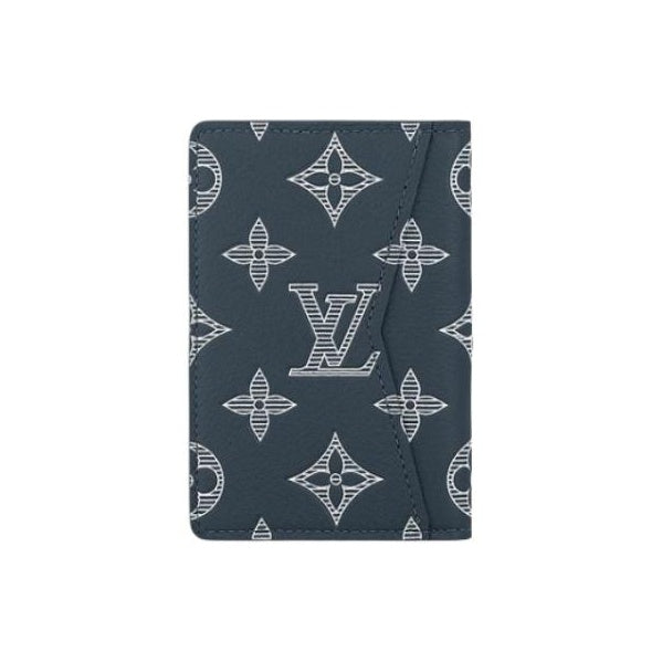 LOUIS VUITTON Pocket Organizer Letter Logo Leather Flap Wallet in Dark Blue - M83378