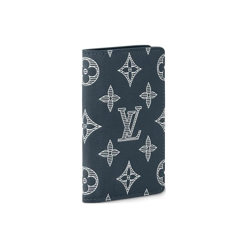 LOUIS VUITTON Pocket Organizer Letter Logo Leather Flap Wallet in Dark Blue - M83378
