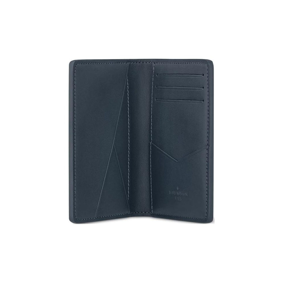 LOUIS VUITTON Pocket Organizer Letter Logo Leather Flap Wallet in Dark Blue - M83378