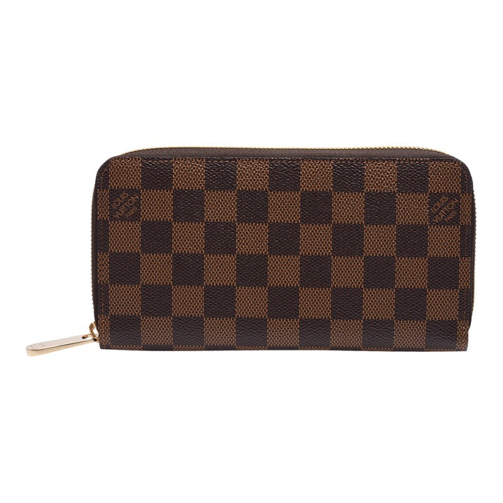 LOUIS VUITTON Zippy Checkered Canvas and Cowhide Leather Zip Wallet in Brown - N41661