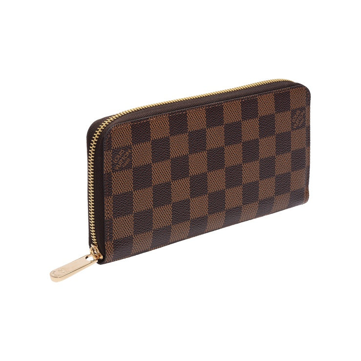 LOUIS VUITTON Zippy Checkered Canvas and Cowhide Leather Zip Wallet in Brown - N41661