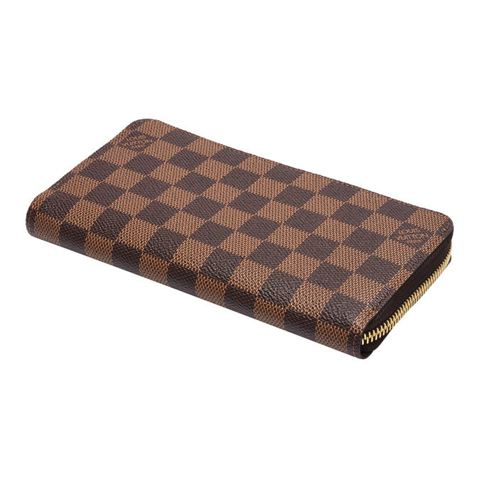 LOUIS VUITTON Zippy Checkered Canvas and Cowhide Leather Zip Wallet in Brown - N41661