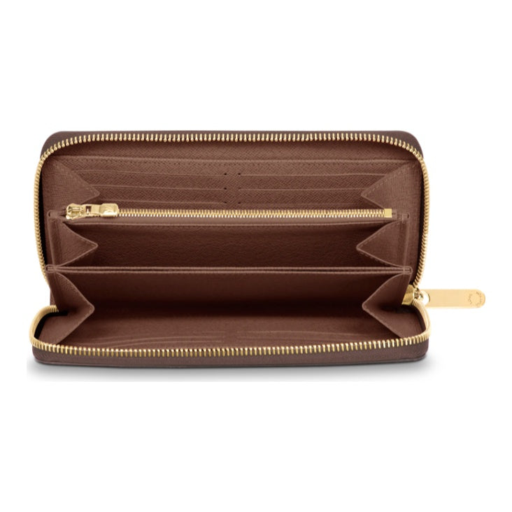LOUIS VUITTON Zippy Checkered Canvas and Cowhide Leather Zip Wallet in Brown - N41661