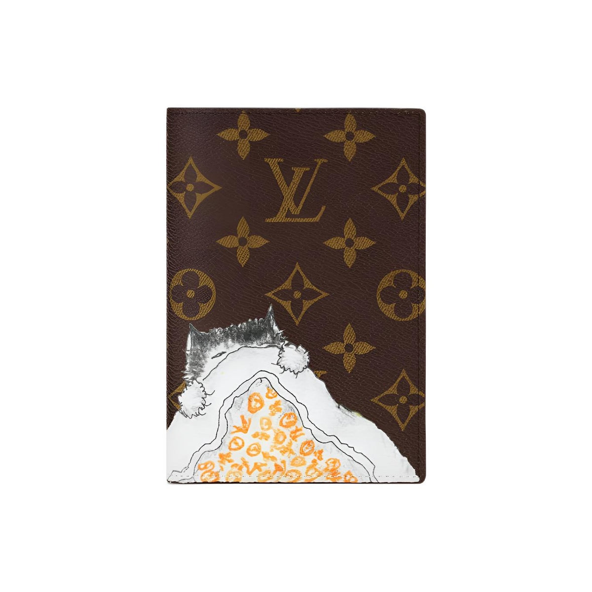 LOUIS VUITTON x Grace Coddington Catogram Monogram Coated Canvas Passport Holder in Brown - M25753
