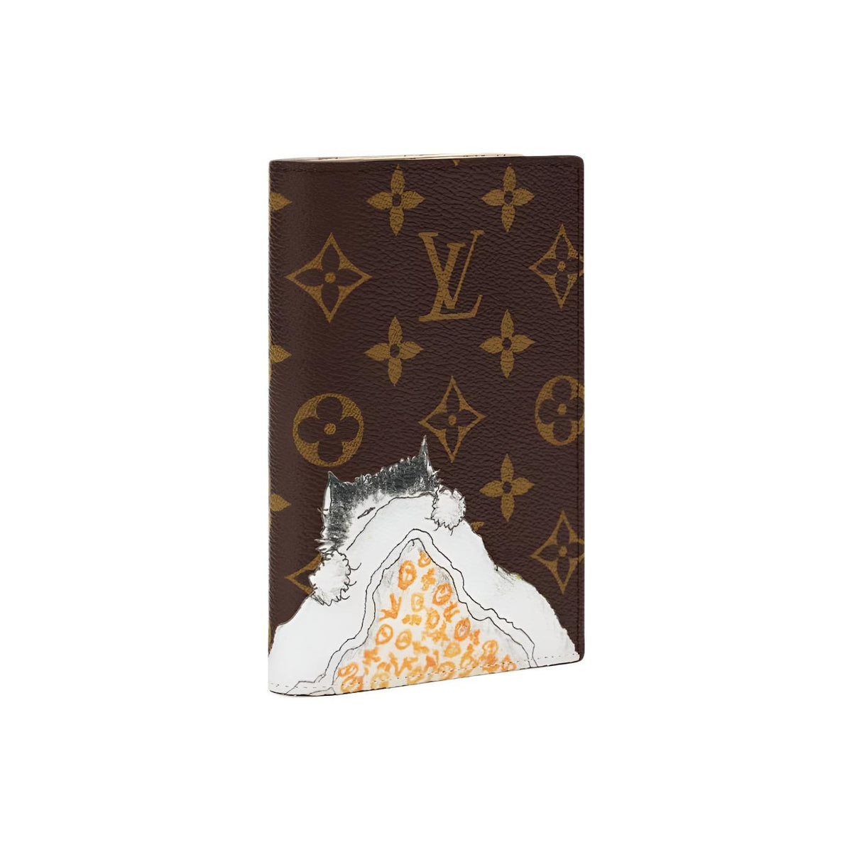 LOUIS VUITTON x Grace Coddington Catogram Monogram Coated Canvas Passport Holder in Brown - M25753