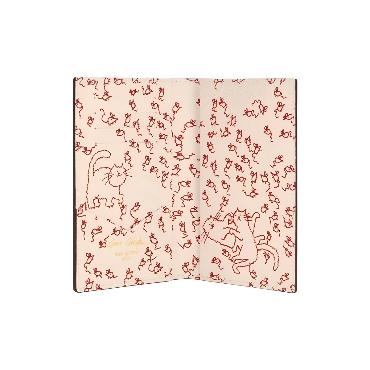 LOUIS VUITTON x Grace Coddington Catogram Monogram Coated Canvas Passport Holder in Brown - M25753