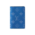 LOUIS VUITTON Pocket Organizer Letter Print Leather Flap Wallet in Blue - M83095