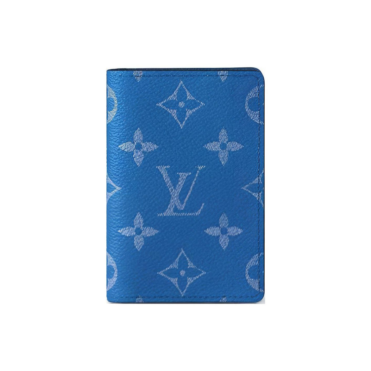 LOUIS VUITTON Pocket Organizer Letter Print Leather Flap Wallet in Blue - M83095