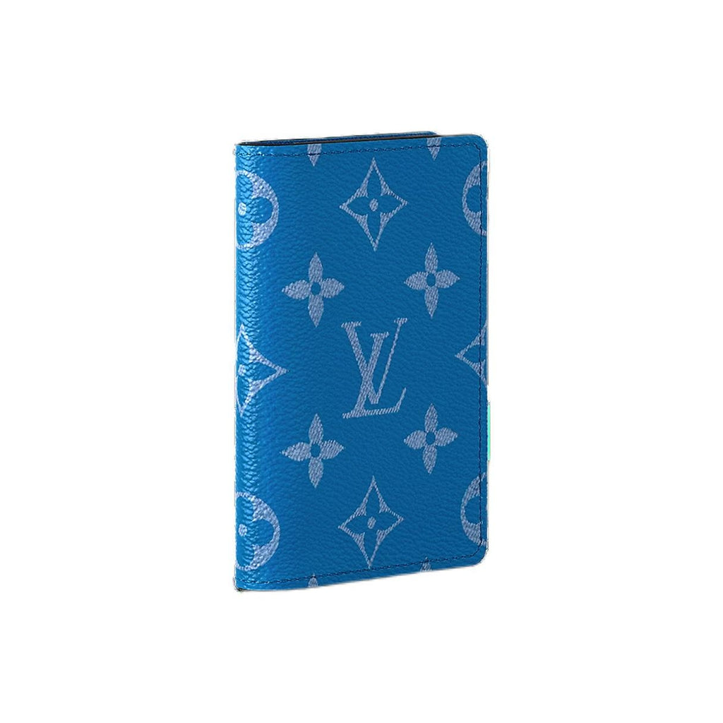 LOUIS VUITTON Pocket Organizer Letter Print Leather Flap Wallet in Blue - M83095