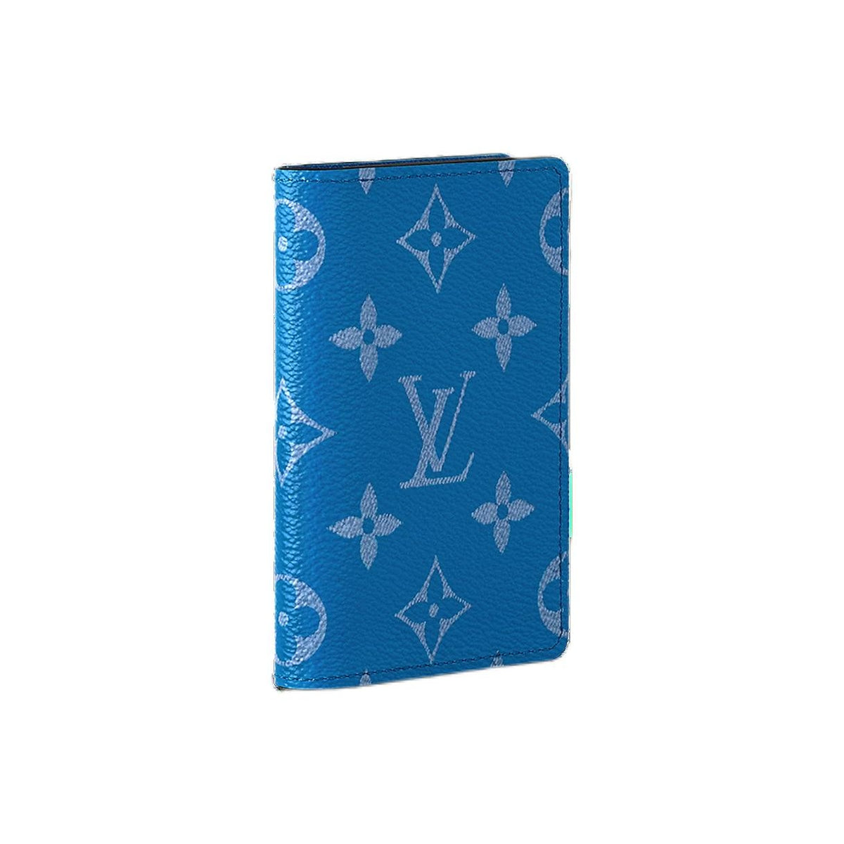 LOUIS VUITTON Pocket Organizer Letter Print Leather Flap Wallet in Blue - M83095