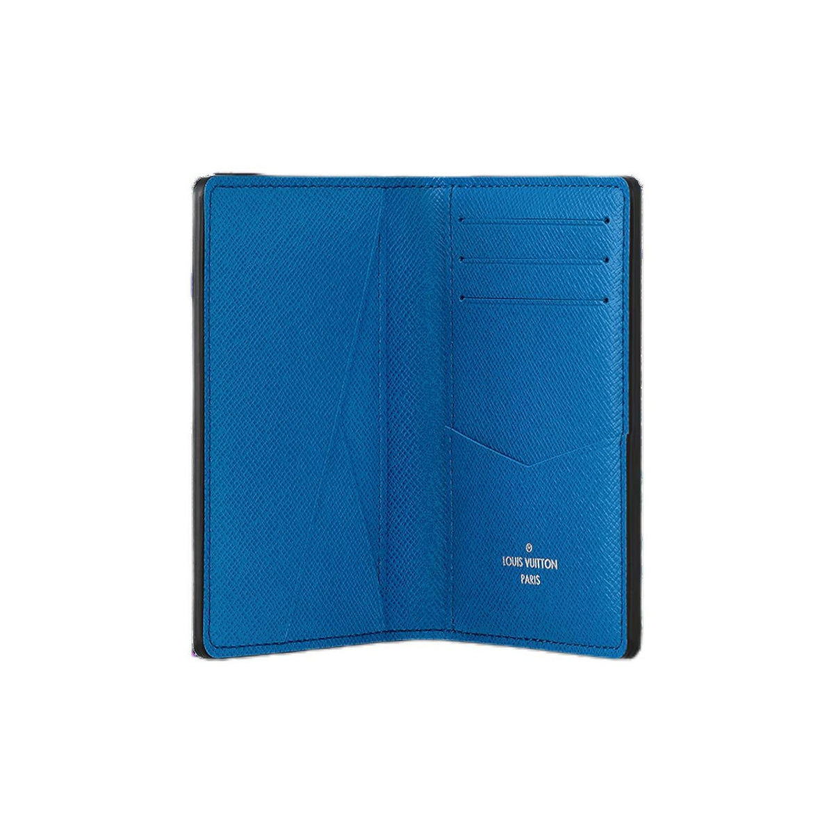 LOUIS VUITTON Pocket Organizer Letter Print Leather Flap Wallet in Blue - M83095