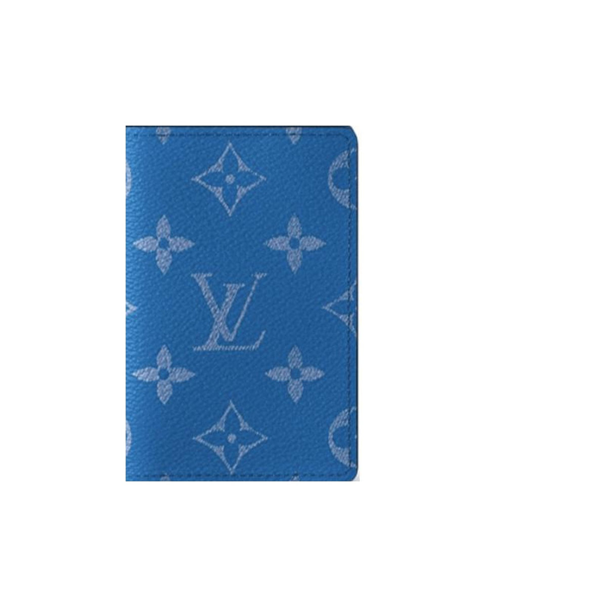 LOUIS VUITTON Pocket Organizer Letter Print Leather Flap Wallet in Blue - M83095