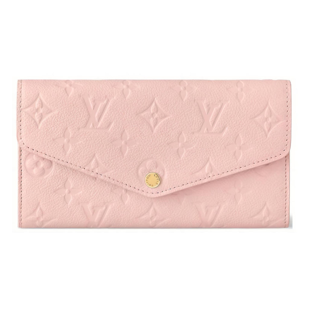 LOUIS VUITTON Sarah Letter-Embossed Leather Snap Wallet in Pink - M83443