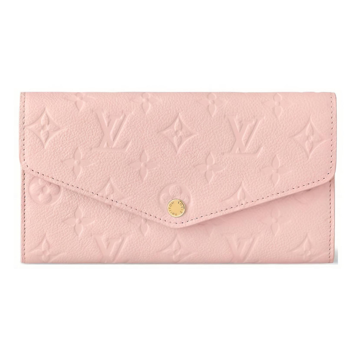 LOUIS VUITTON Sarah Letter-Embossed Leather Snap Wallet in Pink - M83443