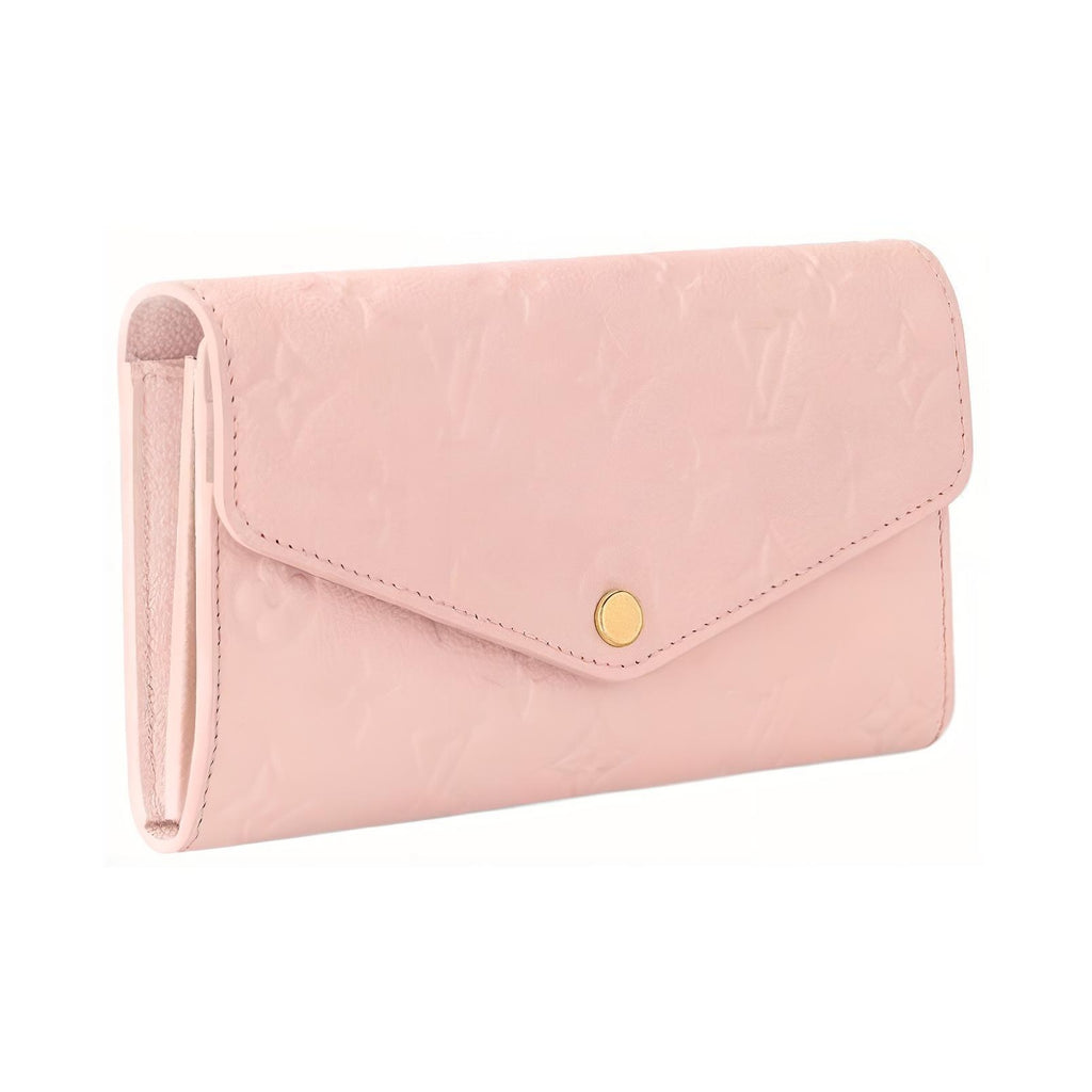 LOUIS VUITTON Sarah Letter-Embossed Leather Snap Wallet in Pink - M83443