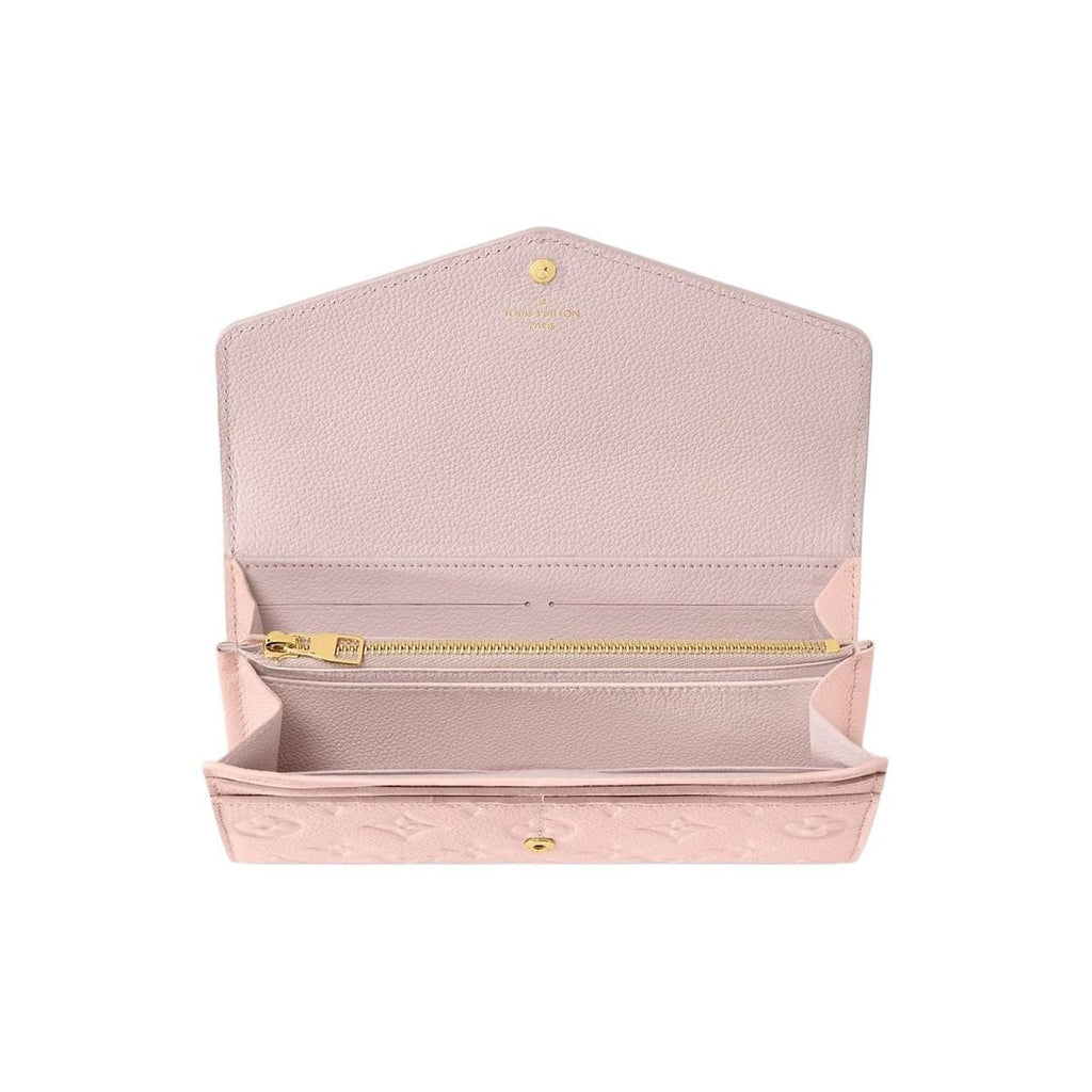 LOUIS VUITTON Sarah Letter-Embossed Leather Snap Wallet in Pink - M83443