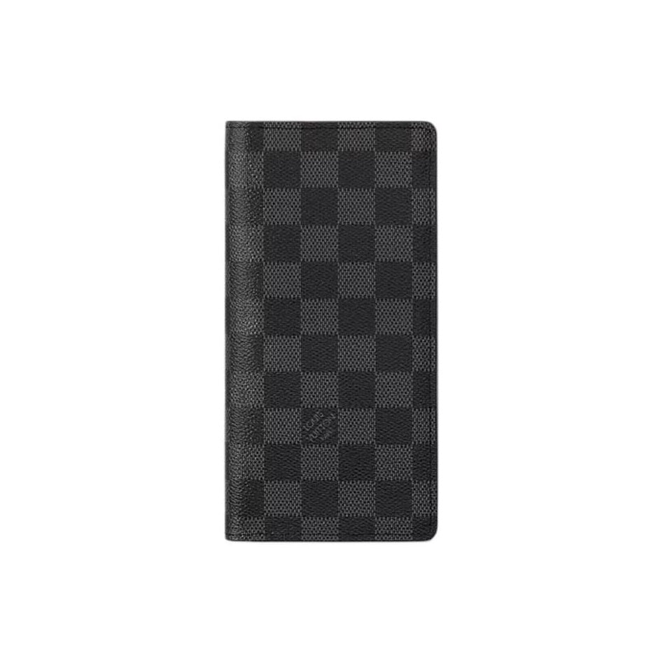 LOUIS VUITTON Brazza Checkered Cowhide Leather Long Wallet in Black - N62665