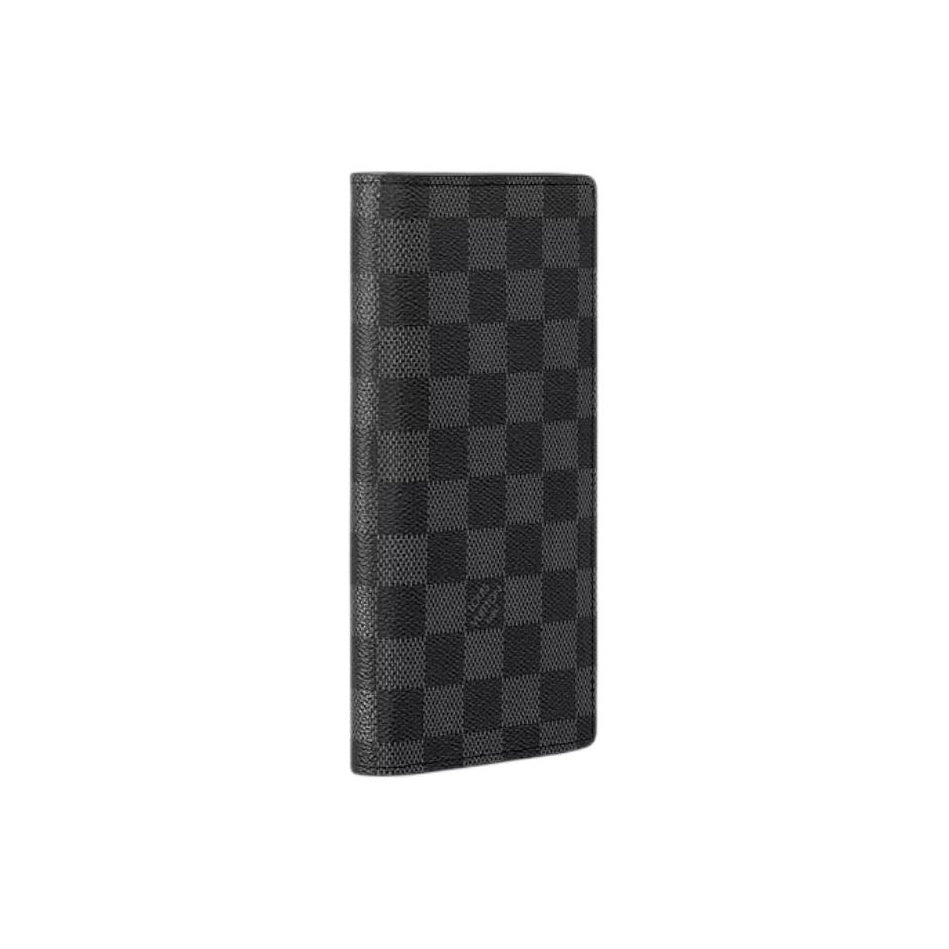 LOUIS VUITTON Brazza Checkered Cowhide Leather Long Wallet in Black - N62665