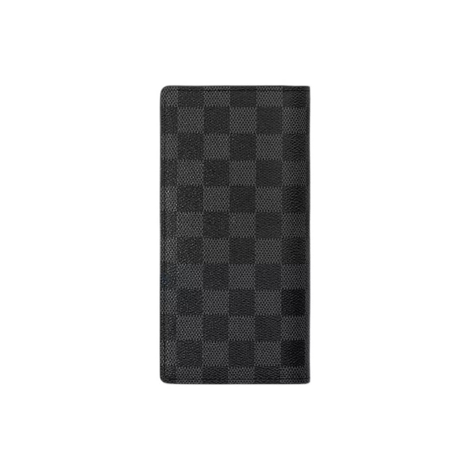 LOUIS VUITTON Brazza Checkered Cowhide Leather Long Wallet in Black - N62665