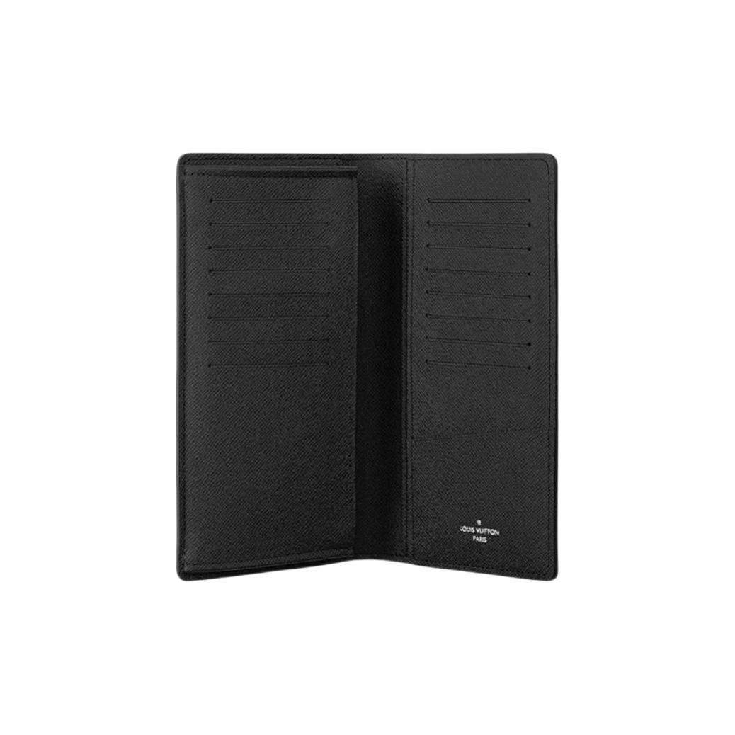 LOUIS VUITTON Brazza Checkered Cowhide Leather Long Wallet in Black - N62665