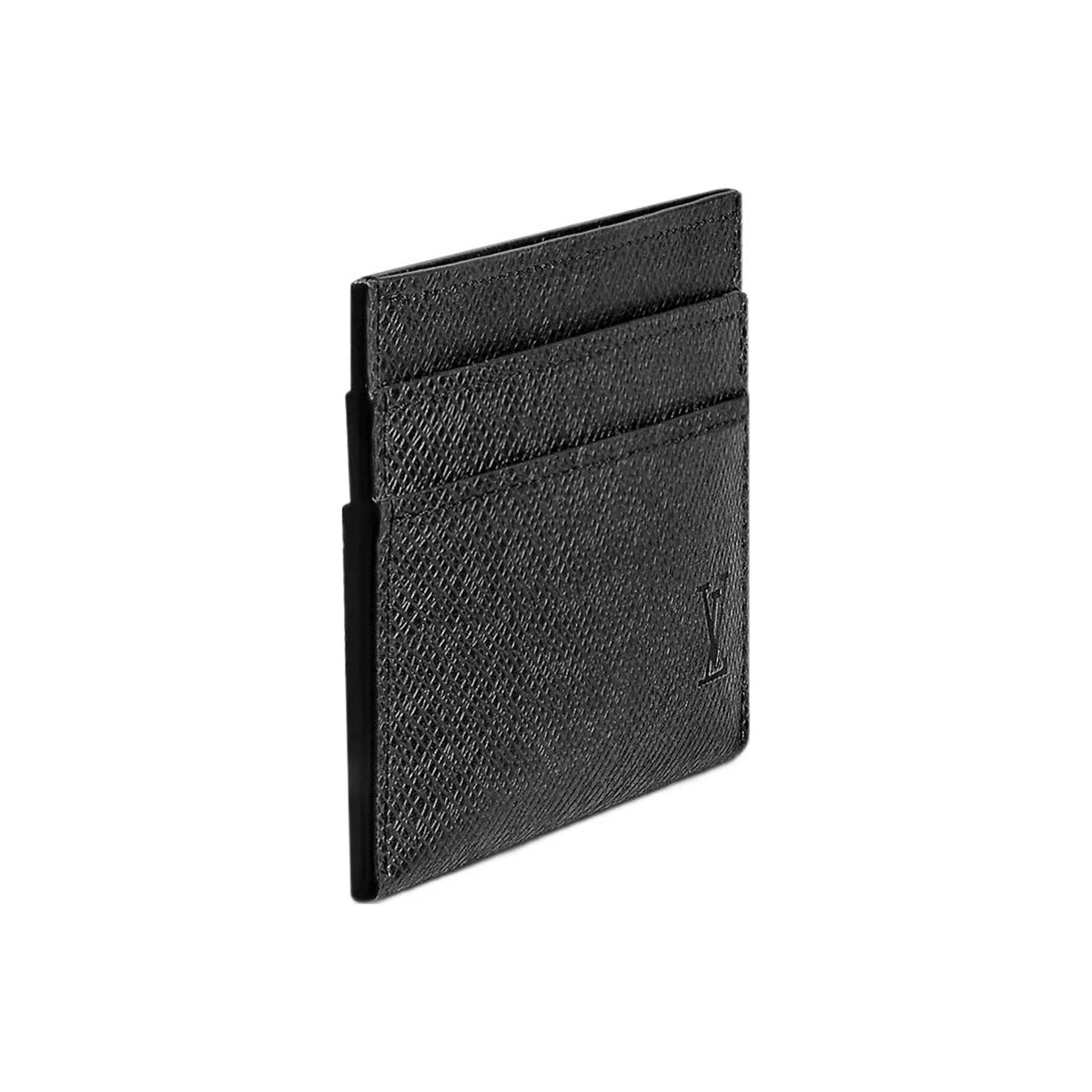 LOUIS VUITTON Taiga Leather Small Logo Card Holder in Black - M32730